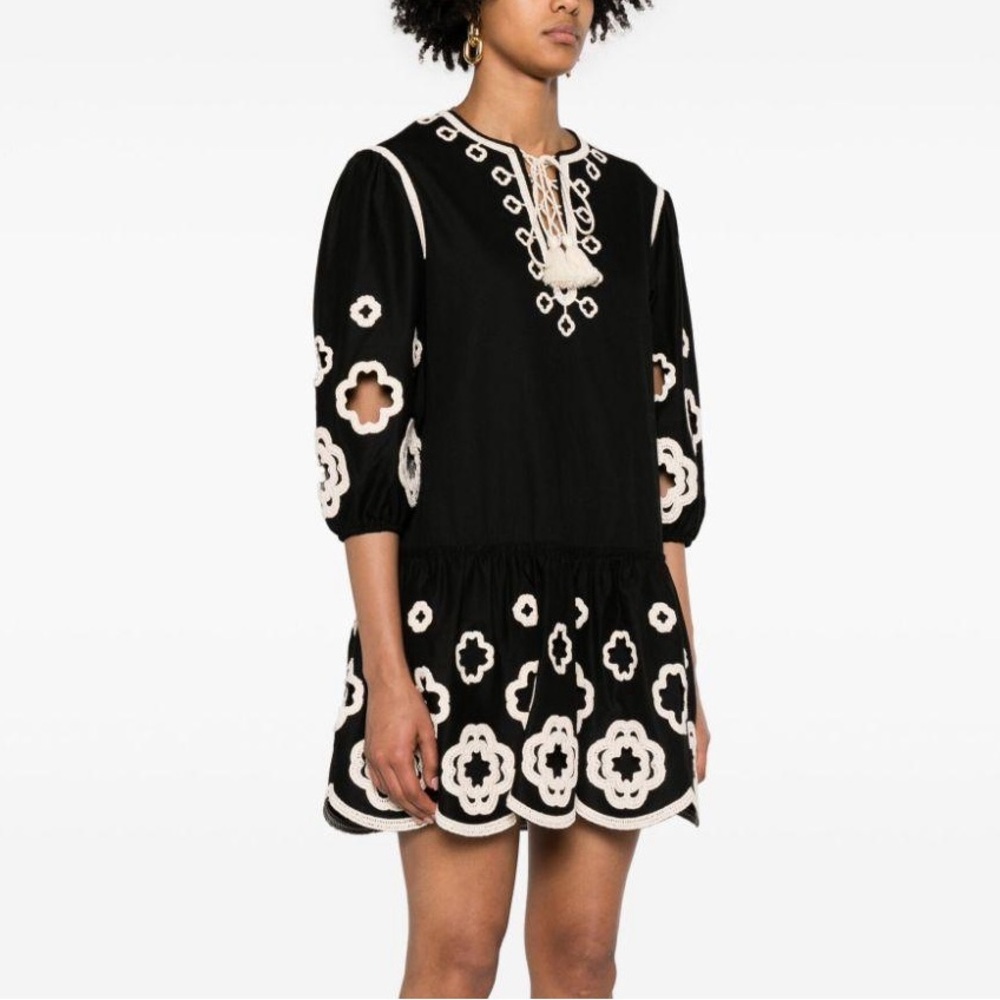 Maje Clover-embroidered peplum minidress size 36